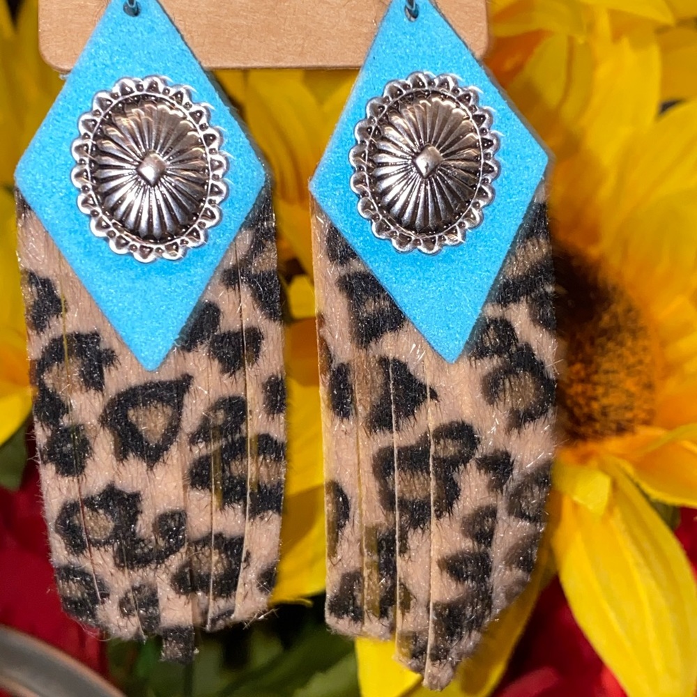 Cheetah fringe earrings